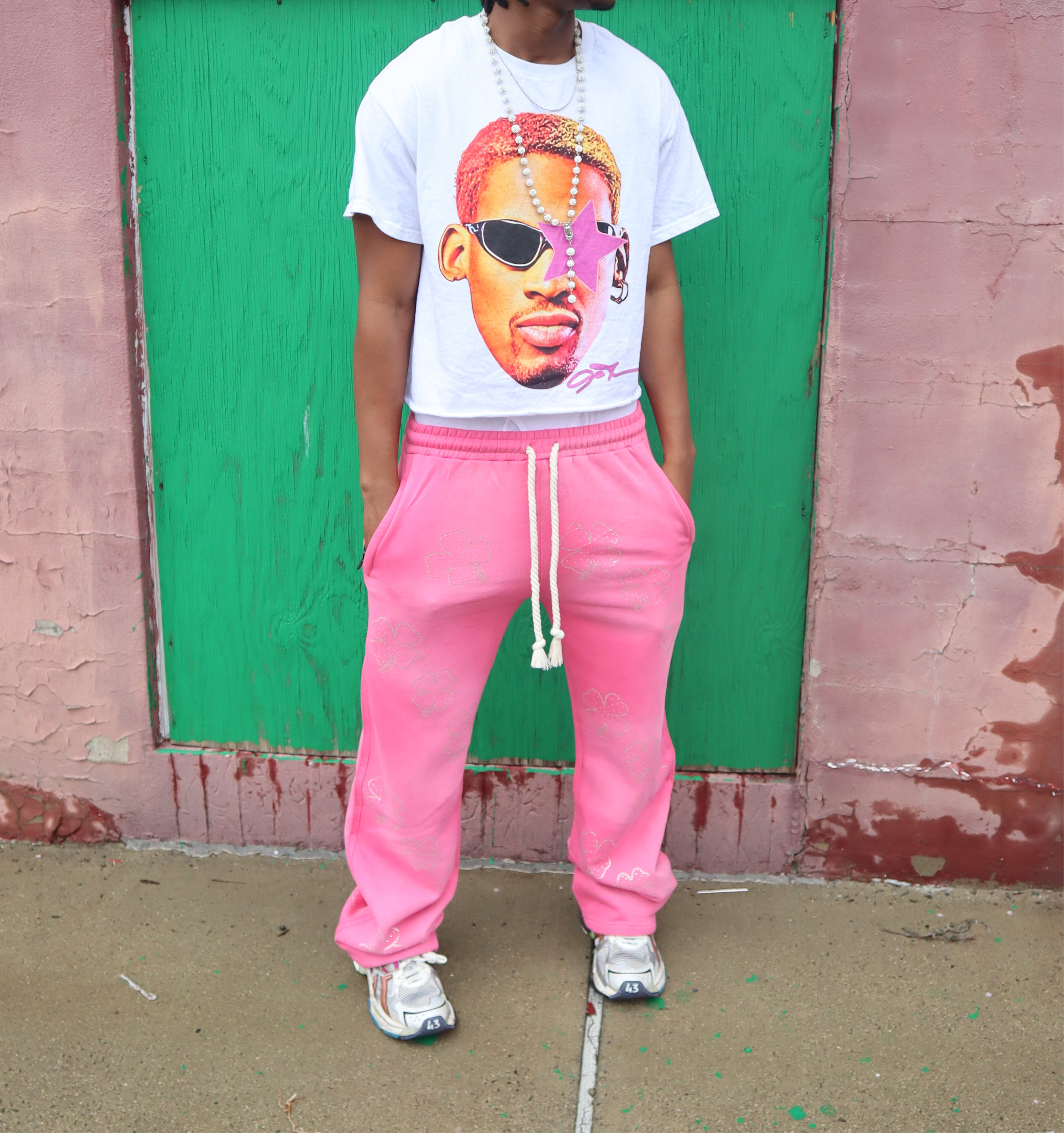 Pink Rhinestone Clover Sweats